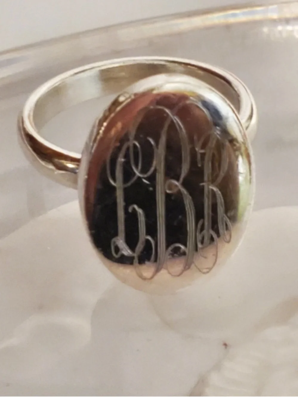 VINTAGE STERLING SILVER MONOGRAMMED SIGNET RING 6.5-7